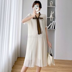 임부복 루즈핏 쉬폰 플리츠 스커트 원피스