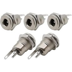 비즈기즈 5개 세트 5.5mm x 2.1mm 암형 소켓 패널 마운트 커넥터 5.5x2.1mm DC-099 전원 공급 잭 단자 플러그 어댑터 교체 수리 부품 납땜형 LED 스트립
