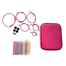 綺綺愛編織 塑料ABS可拆卸環形針套組 (10付針頭) 可換繩循環針 毛衣針 編織工具附PU包, 1個