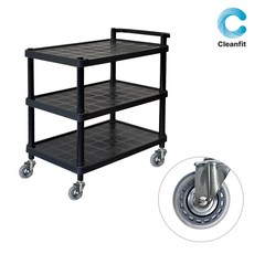 크린핏 3단 ABS 식당 서빙 카트 검정 (무소음 바퀴), 1개