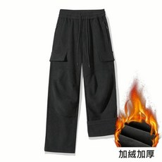 工裝褲男防寒內刷毛登山褲衝鋒褲男長褲保暖褲運動長褲直筒褲休閒褲運動褲工裝長褲抓絨多口袋彈力機能透氣寬鬆褲子下著
