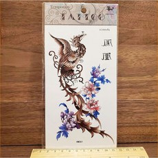 花朵鳳凰 紋身貼紙 【WAWA TATTOO】男女防水紋身貼紙刺青貼紙K37 9XO, 1個, 如圖