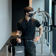 남자 여름 티셔츠 데일리룩 루즈핏 빅사이즈 구김없는 머슬핏 반팔 니트 카라 티셔츠