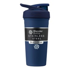 BlenderBottle Sport Sleek 쉐이커 컵 단열 스테인리스 스틸 물병 와이어 거품기 739.3ml(25온스) 레드/탠 (사하라 선셋), Strada Flip, Navy