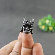 일본 독수리 코 사무라이 헬멧 나이프 비즈 짠 Paracord 매는 밧줄 펜던트 야외 EDC 우산 로프 황동 DIY 액세서리, 검은색, 1개