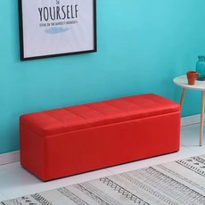화장대스툴 소파 리빙 박스 벤치 스툴 긴의자 회색(가죽) 20x40(수납) 쿠션 밝은, M. 붉은 가죽
