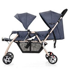 제이펀 스토어 쌍둥이휴대용유모차 경량 연년생, 데님블루 세트 1 선물없음