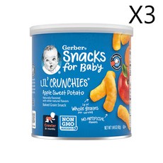 거버 Lil' Crunchies 8개월 이상 (0.48oz), 사과 고구마, 42g, 3개