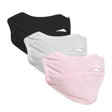 女款高爾夫透氣防曬面罩組 3入, 黑, 粉紅色, 灰色, 1個