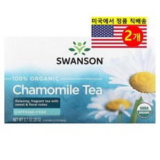 Swanson 100% 오가닉 카모마일 허브 티 무카페인 20개입 20g 1개, 2개