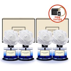 2+2 시즈넬 차량용 디퓨저 화이트 로즈 (미끄럼방지 패드 포함), 2세트, 망고매니아