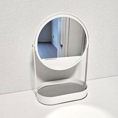 모던 트레이 양면 탁상 거울 확대 회전 메이크업 화장대 미러, 아이보리 양면