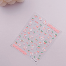 RoseAria 산리오 3D 캐릭터 네일 스티커, 1개, 핑크 + 그린