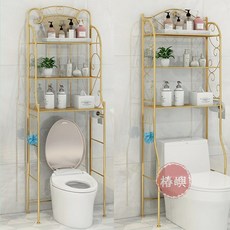 【椿嶼】浴室簡約坐便器置物架落地馬桶洗手間衛生間墻角多層厠所收納架, 納米金色,2層 寬55 配送掛鉤, 1個