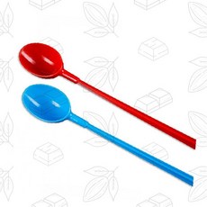 플라스틱 긴손잡이 스푼 빨강 파랑 컬러 주방용품 조리도구 믹싱 저어주기, 1개