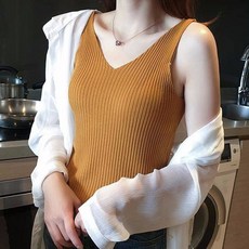 IFaith V領冰絲針織背心 素面休閒吊帶 韓版內穿打底衫 V0009