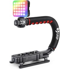 지아디오 비디오 액션 스테빌라이저 + RGB 라이트 핸드헬드 그립 스테빌라이저(콜드슈 마운트 포함) 전용 모든 DSLR 카메라 캠코더용, 지아디오 비디오 액션 스테빌라이저 + RGB 라이트 핸