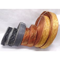節慶織帶63MM 含鐵絲 黑色/古銅色/斜紋/條紋/閃蔥/捲曲 整箱販售 特惠價 夕陽橘, 1個