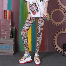 網紗打底褲女 外穿褲子 性感防曬彈力褲 夏裝薄款 緊身褲 內搭褲 修身顯瘦 彩色印花九分褲女