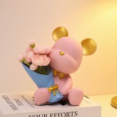 베스티스트 곰돌이 화병 조화 장식 소품 화병 조화 장식 소품, 1개, 핑크