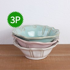 VBC CASA 폰다코 바로크 씨리얼볼세트, 3개, 화이트/아쿠아/핑크