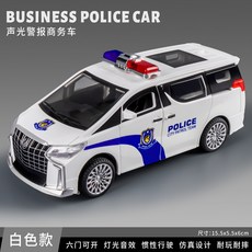 六開門商務警車慣性麵包車兒童玩具聲光小汽車仿真模型, 7762六開門聲光警報商務車【白色】, 1個