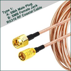 어댑터 케이블 플러그 암 잭 커넥터 안테나 익스텐션 점퍼 피그테일, 1개, 3. SMB F to SMA M, H. 3 Meters