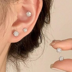 여성 데일리 미니 원석 볼 피어싱 큐빅 볼 귀걸이 4mm MS