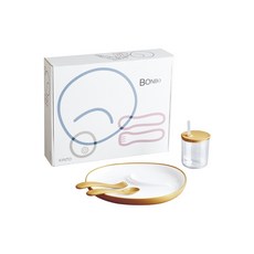 【日本KINTO】BONBO吸管杯餐盤4件組 - 共3色《WUZ屋子》餐具 兒童用, 粉黃, 1盒