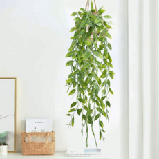 에이치엠데코 미니 조화 넝쿨화분 2개 인조넝쿨 인테리어 공중식물, 1세트, 완두콩 꼬투리