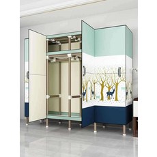 조립식옷장 장농 원룸 캐비닛 행거 시스템 간이 커튼, T형142cm(안정인프레임)2개문