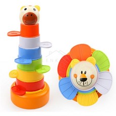 [렌콩] 돌선물 탑브라이트 동물컵쌓기8P