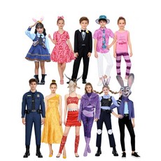 瘋狂動物城兒童角色扮演服裝 狐狸尼克 兔子朱迪警官cosplay演出服, 夏奇羊打歌服,兒童110/120/130/140/15, 1個