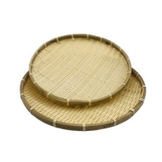 圓形竹編籃 竹篩, 白色, 1個