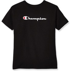 챔피온 Tee Shirt Chest Script Big and Little Top, 작은_검은색
