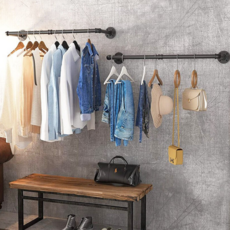 WISFOR 천장형 파이프 벽행거 철제 베란다 매장용 2pes, 블랙