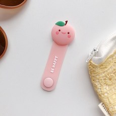 卡通可愛耳機繞線器 適用iphone紐扣理線器 泫雅花暴力熊草莓榴蓮繞線器, 1個, 集線器（桃子）