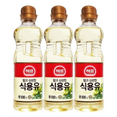 해표 맑고 신선한 콩 식용유 대두유, 3개, 500ml