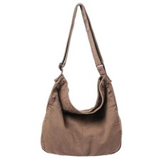 KBTYE 캔버스 메신저 백 여성용 크로스바디 학교 호보 남성용 귀여운 라지 숄더 경량 토트 브라운.