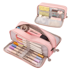 늘모아마켓 대용량 180도 필통 패브릭 펜 파우치 천필통, 1개, 핑크