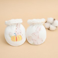 嬰幼兒加絨加厚手套可調節護手套寶寶小手套新生兒防抓卡通棉手套