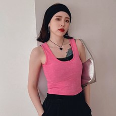 LULUS 暈染背心 U領 坦克背心 粉紅色 A01240335, 粉, 1個