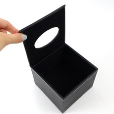 가죽 휴지 박스 12cm 사각 티슈 통 블랙 일반형