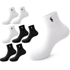 마상격구 남성 국산 스포츠 단목 양말, 8개, 화이트+블랙