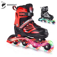 복나이트 조정 가능한 인라인스케이트 반짝 이는 성인 롤러스케이트, 레드, 1개, L(38-42)