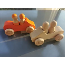 어린이 나무 장난감 자동차 교통 표지판 나무 도로 가이드 페그돌 조기 학습, 04 2 cars set