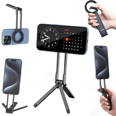 Seefer 매그세이프 호환 매그네틱 스마트폰 삼각대 360도 회전 알루미늄 셀카봉 휴대용 여행용 업무용 강력자석 신속장착 고안정성 촬영/ 생방송 /워크폼용 핸드폰 스탠드, 검정색