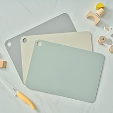 글라스락 베이비 TPU 이유식 도마 3종 세트, 크림베이지+리프그린+애쉬그레이, 1세트, 크림베이지 + 리프그린 + 애쉬그레이