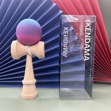 純木防滑劍玉kendama技巧球：懷舊童玩，新手適用，木製拋接劍球，訓練手眼協調, 漸變粉藍橡膠漆, 1個