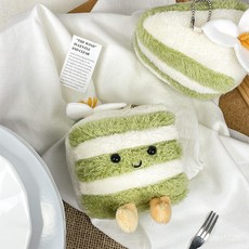 부드러운 촉감 미니 인형 가방 장식 귀여운 봉제 음식 재미있는 시뮬레이션 케이크 인형 디저트 장식 가방 장식 스시 선물 캐릭터 키링, 6-15cm, 말차 삼각 케이크